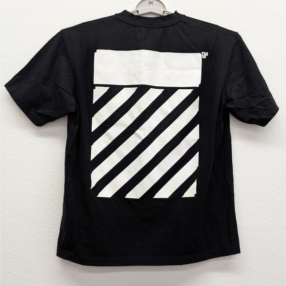 Off-White Diag Printed Crewneck T Shirt Womens Large Black Virgil Abloh - Picture 1 of 10